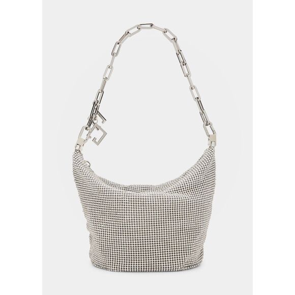 NWT Cult Gaia Gia Allover Crystal Zip Shoulder Bag in Silver - Picture 3 of 14